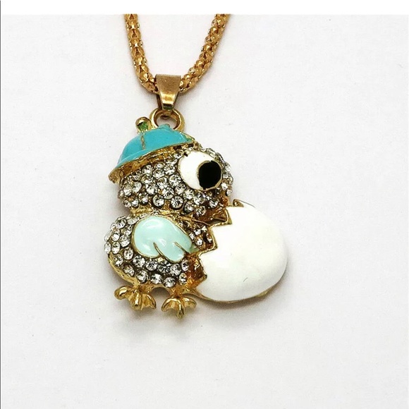 Crystal Baby Chick With Egg Necklace - Picture 3 of 5